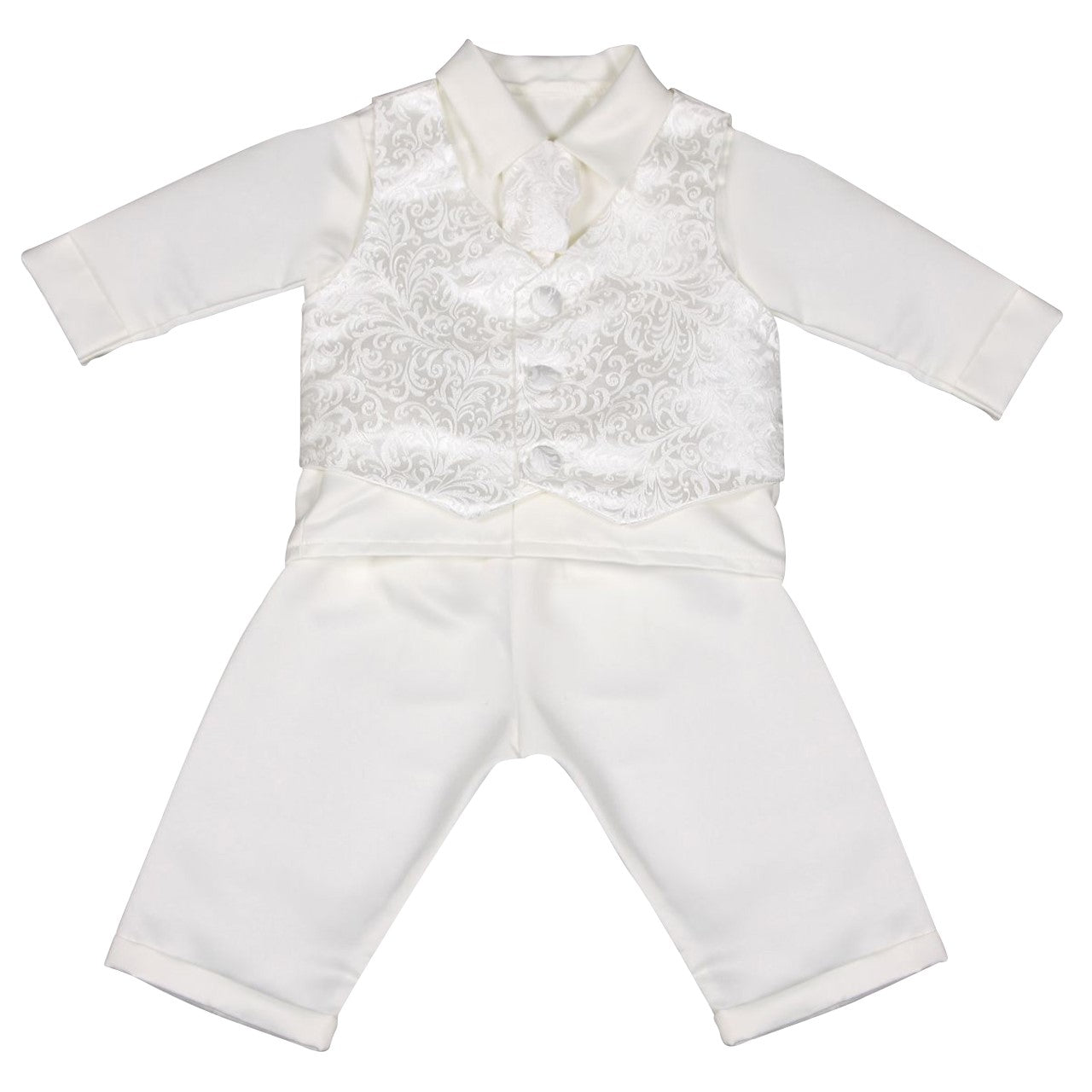 Boys Vivaki Paisley Christening Suit in White or Ivory