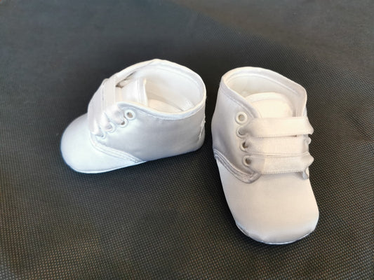 Baby Boys White Satin Shoes Booties Early Steps