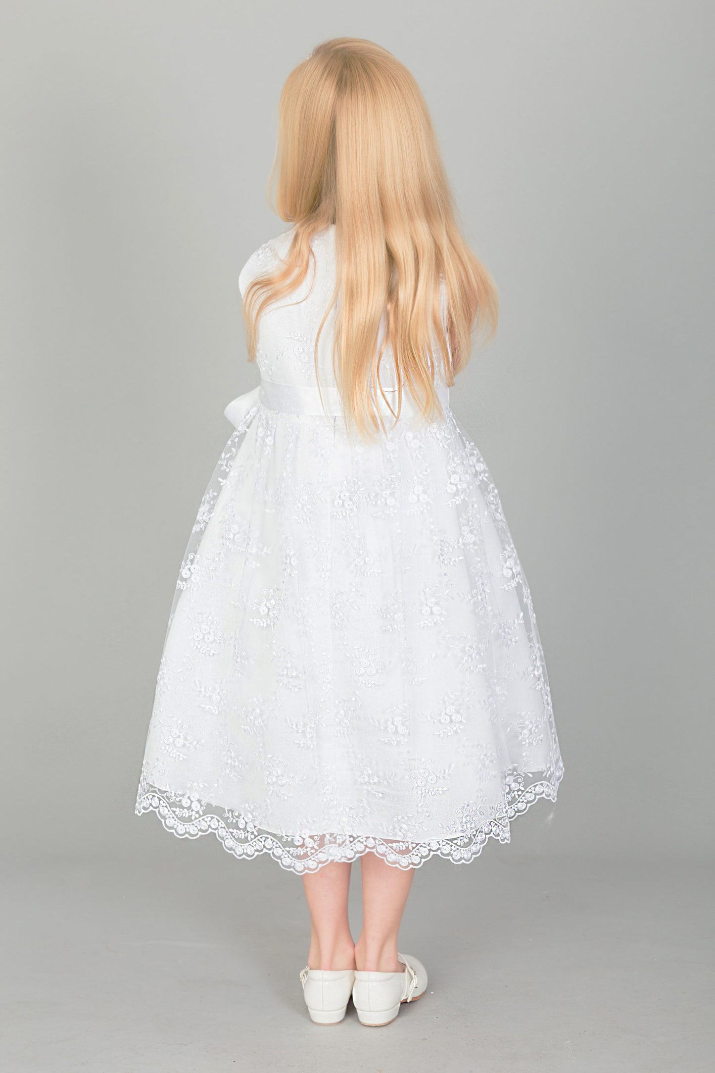 Girls Lace dress with Bow in IVORY or WHITE