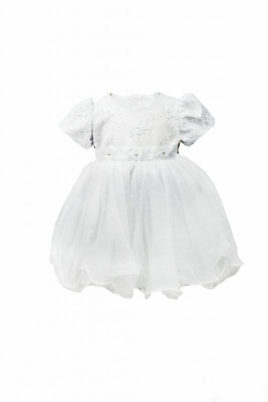 Baby Girls Lace dress with Flowers in IVORY or WHITE