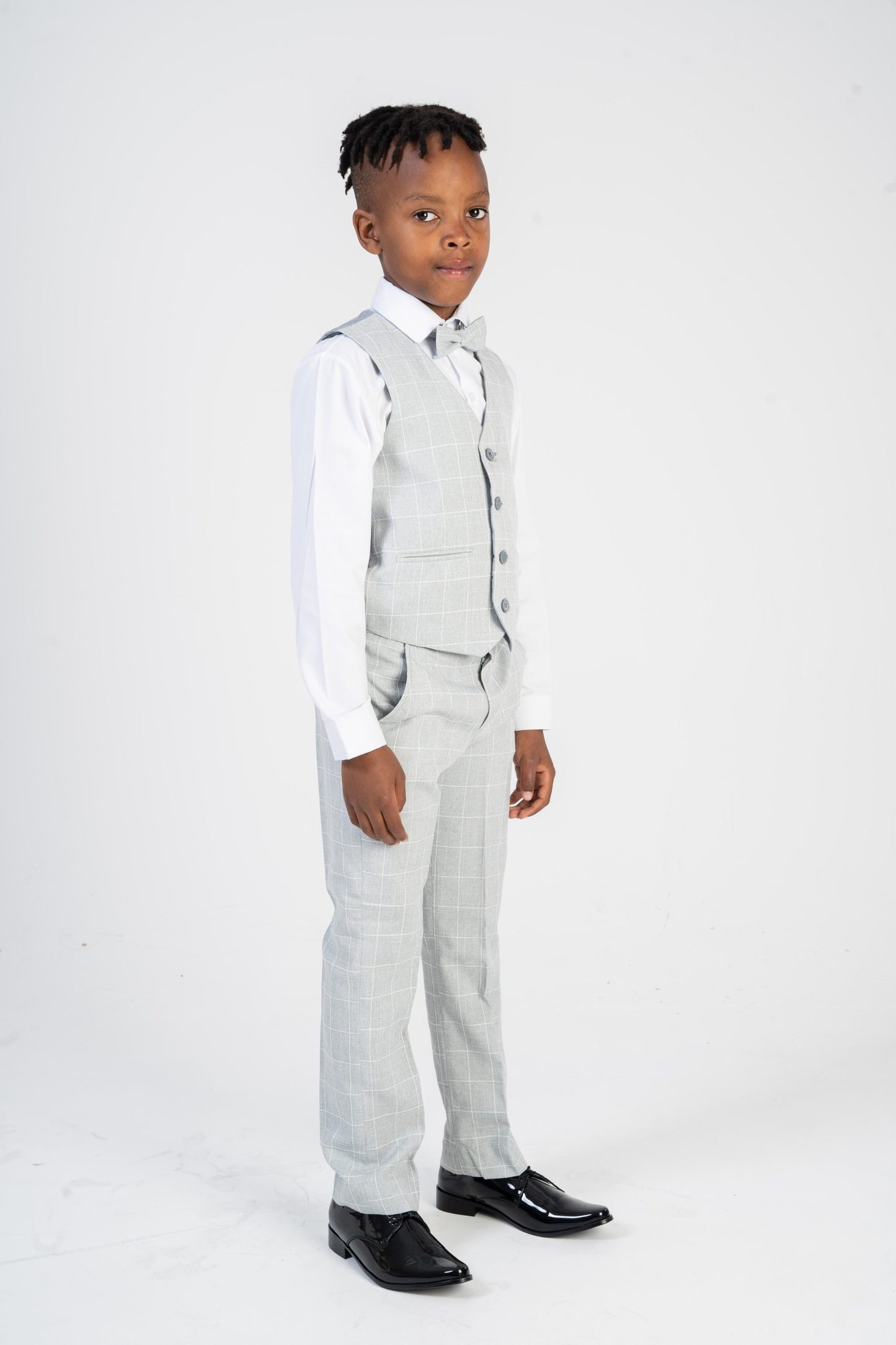 Boys 4 Piece check Suit with Shorts or Trousers