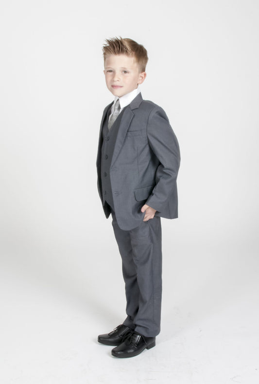 Boys Grey 5 Piece Suit