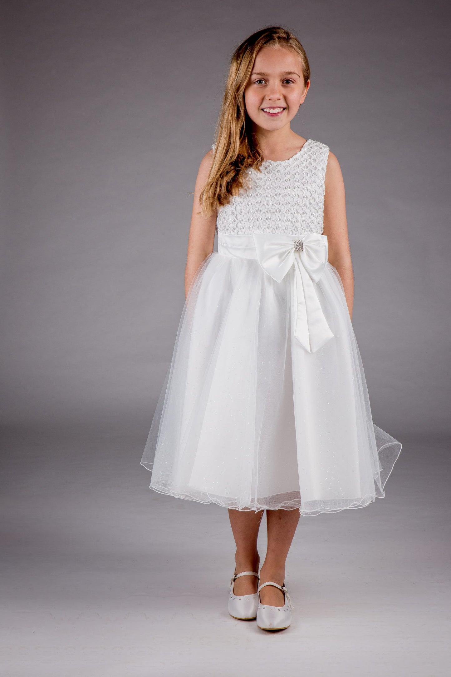 Flower Girl Bridesmaid Glitter Bow Dress